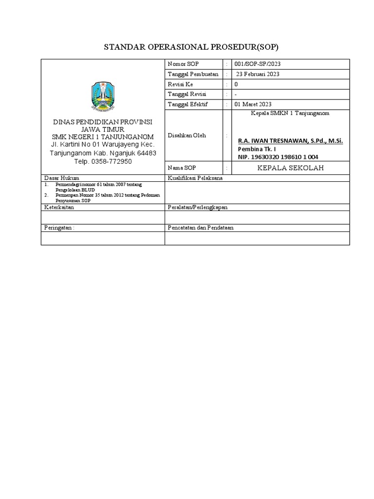Sop Flow Chart Kepsek PDF