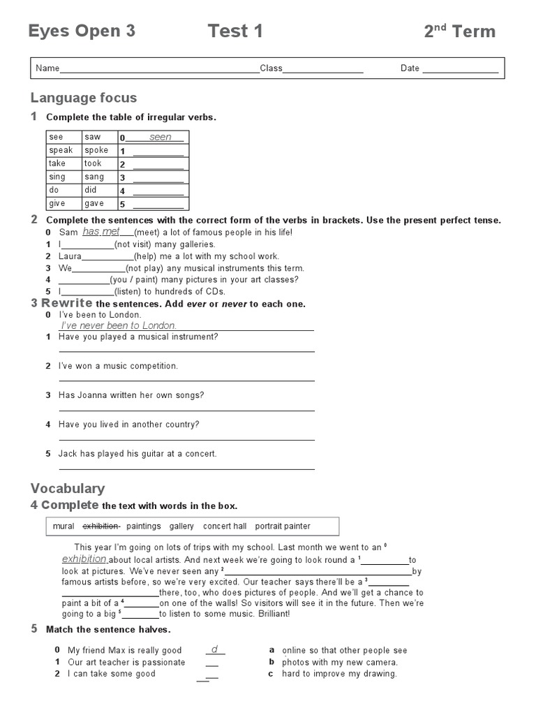 Unit 3 Standard Test Customisable Pdf