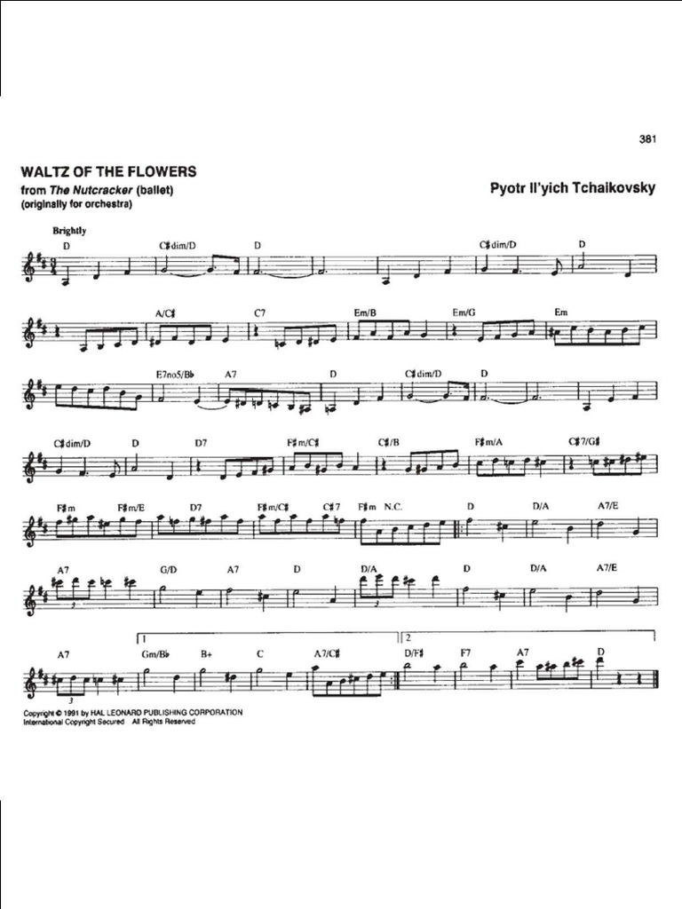 Tchaikovsky Vals de Las Flores (Melodía y Acordes) | PDF