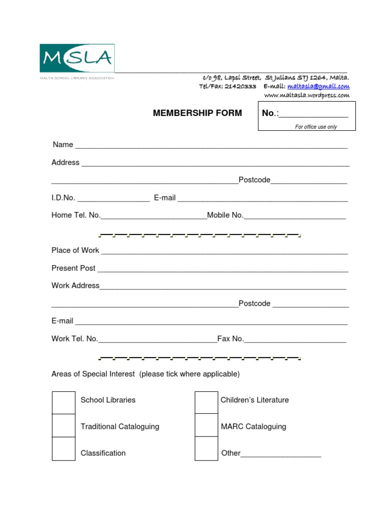 Membershipform | PDF