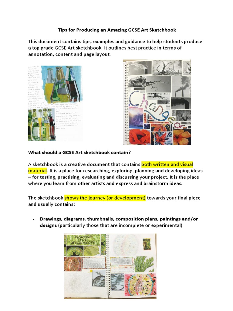 How To Produce An Amazing GCSE Fine Arts Sketchbook | PDF | Composition ...