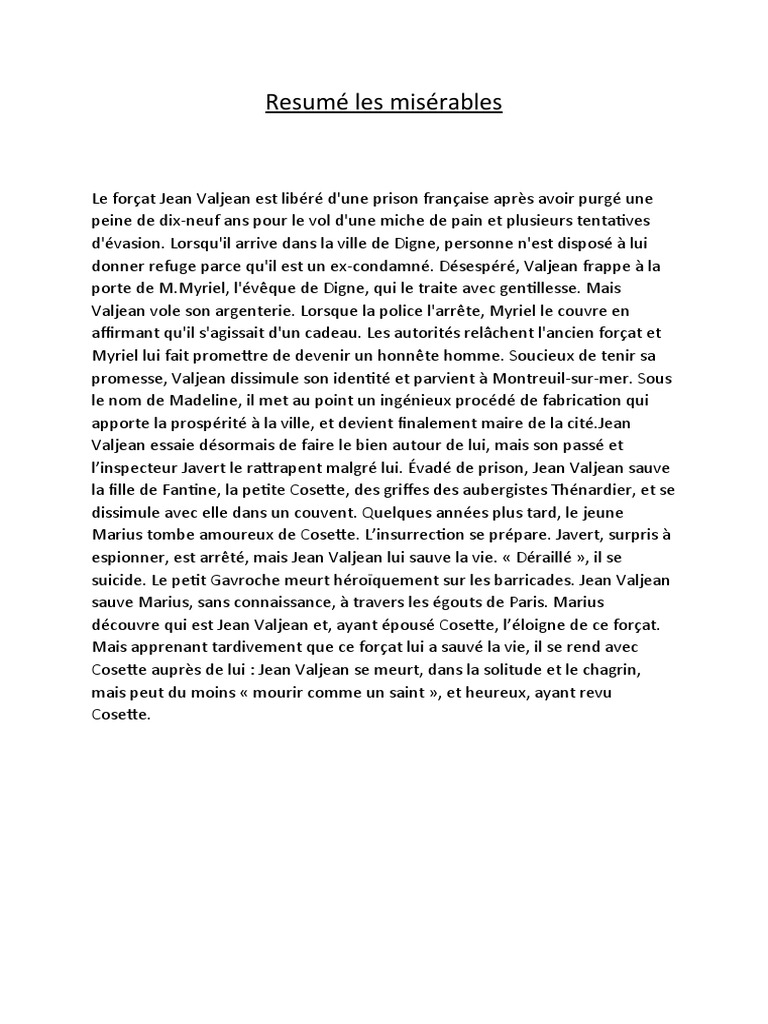 Les Misérables Analyse Pdf – Une séquence autour des Misérables de ...