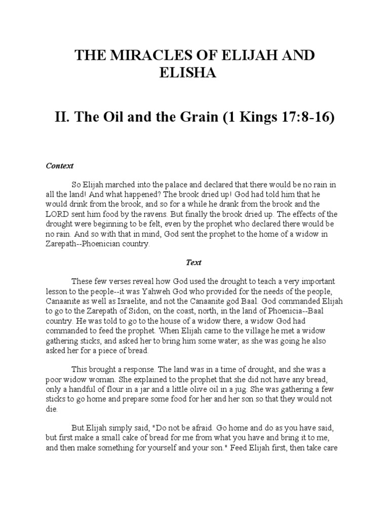 The Miracles of Elijah and Elisha PDF Elijah Yahweh