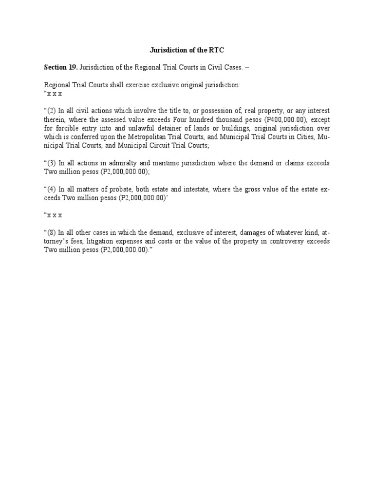 Jurisdiction of The RTC PDF