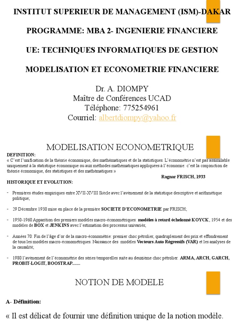 Econométrie Financière: Modélisation Financière | PDF | Régression ...