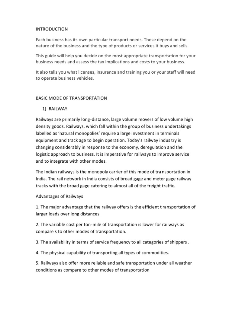 Basic Mode of Transportation | PDF | Cargo | Containerization