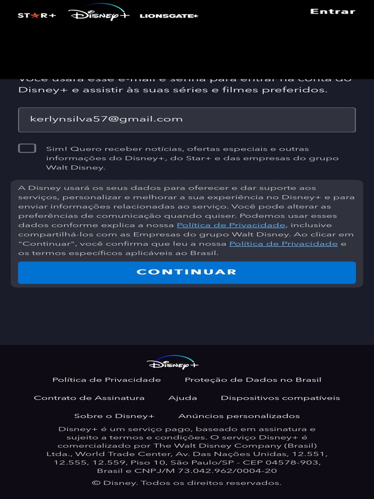 Cadastro para Disney+ Brasil | PDF | Carreira e Crescimento | Negócios