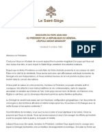 Discour Du Pape A Senghor 1962 Vatican PDF