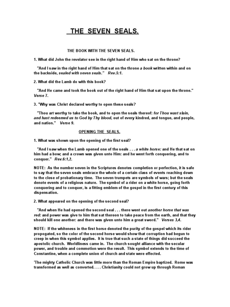 Understanding the Seven Seals of Revelation | PDF | Cain And Abel ...