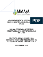 MMAyA Análisis Ambiental Proyecto Agua Potable Nuevas Urbanizaciones PGAS PDF