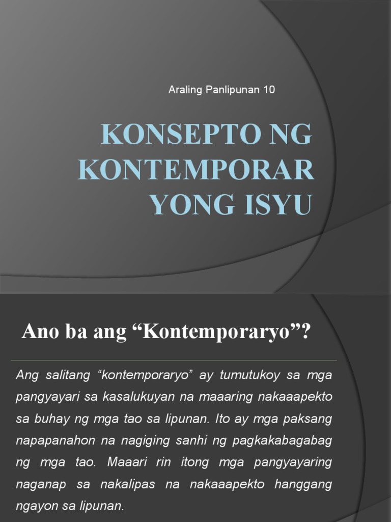 Konsepto Ng Kontemporaryong Isyu Pdf