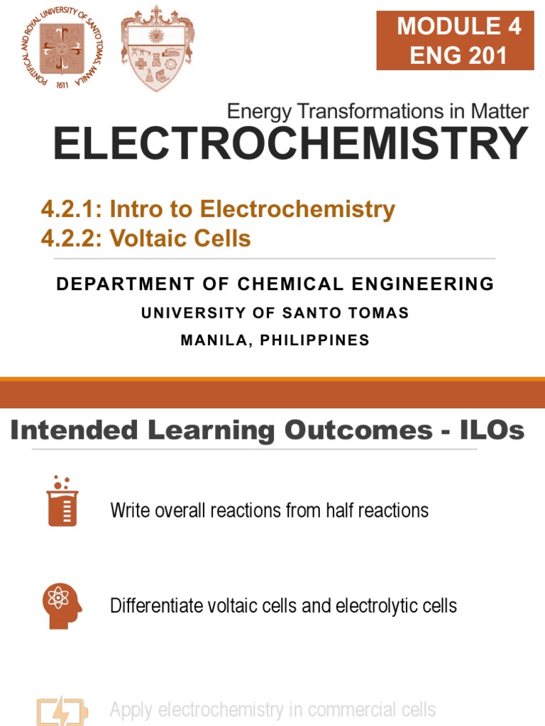 MODULE 4.2 Electrochemistry PDF PDF Redox Electrochemistry
