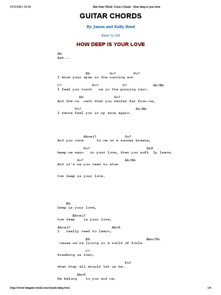 Bee Gees World - Guitar Chords - How Deep Is Your Love | PDF
