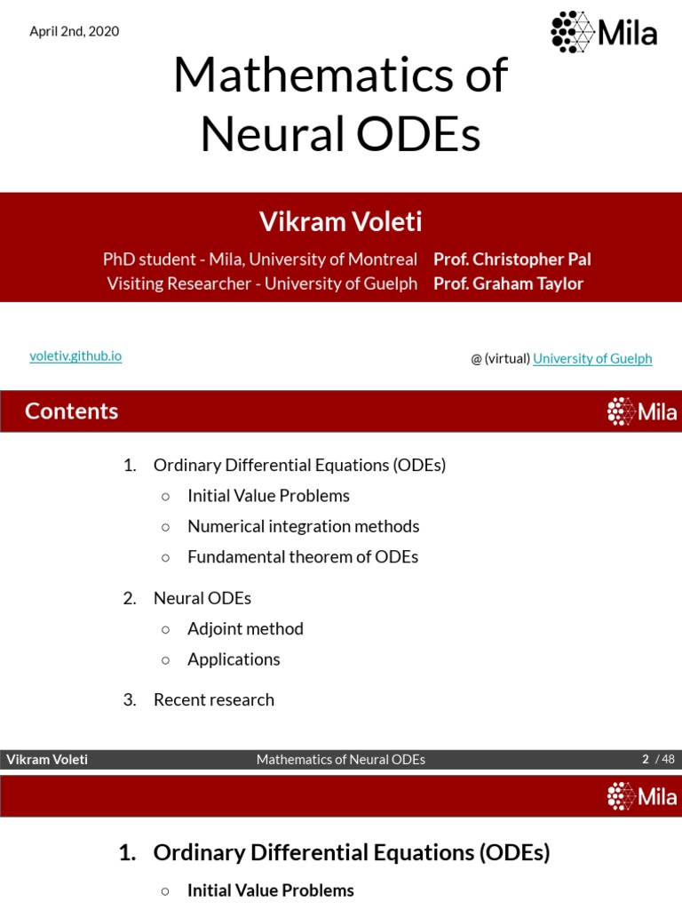 Mathematics of Neural ODEs | PDF | Ordinary Differential Equation ...