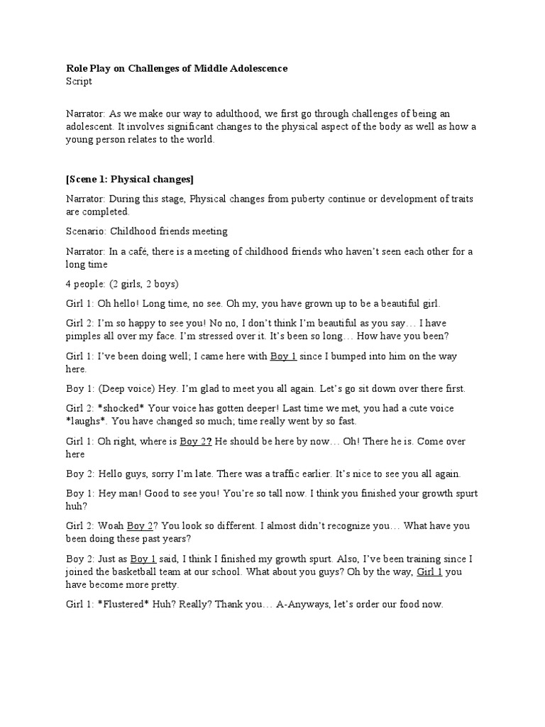 Role play on challenges of middle adolescence pdf feeling adolescence