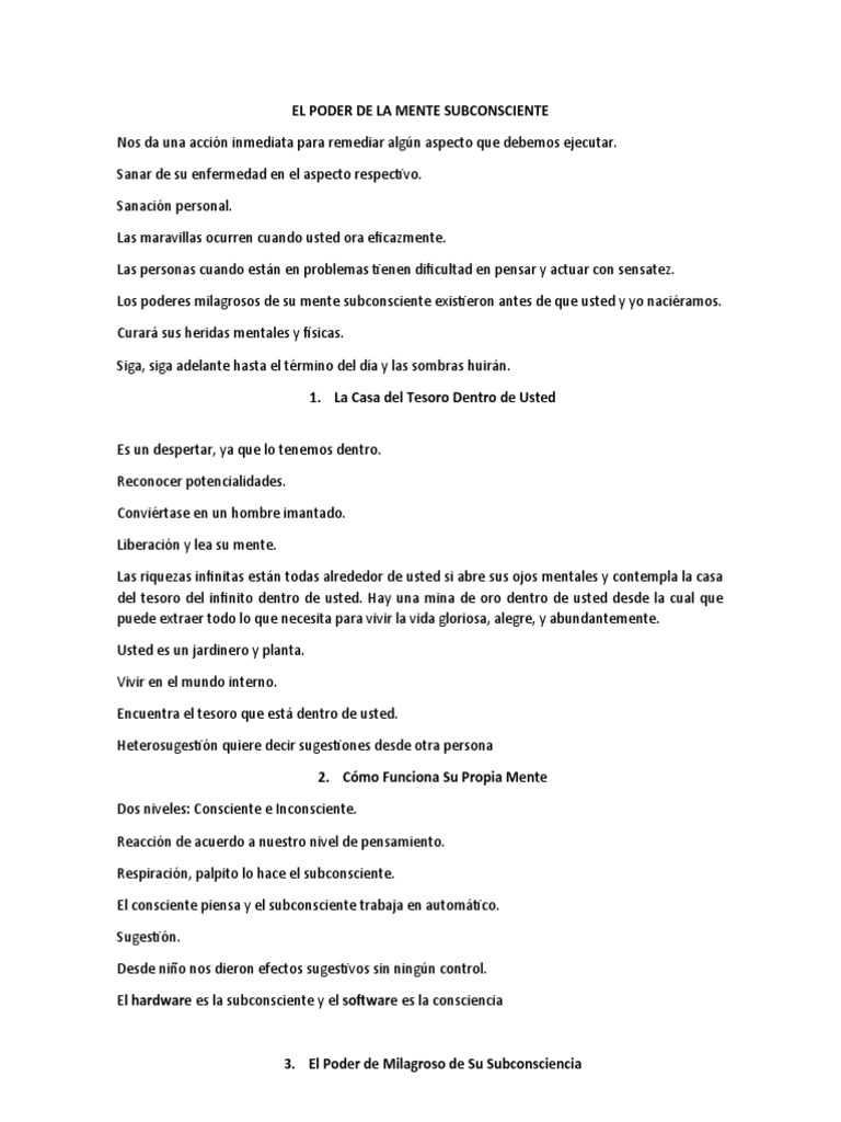 El Poder de Tu Mente Subconsciente | PDF | Mente | Pensamiento