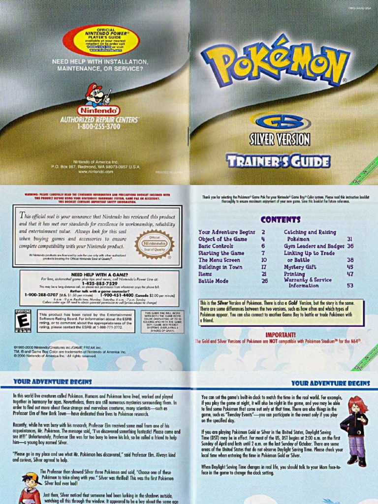 Pokemon Silver Instruction Manual PDF