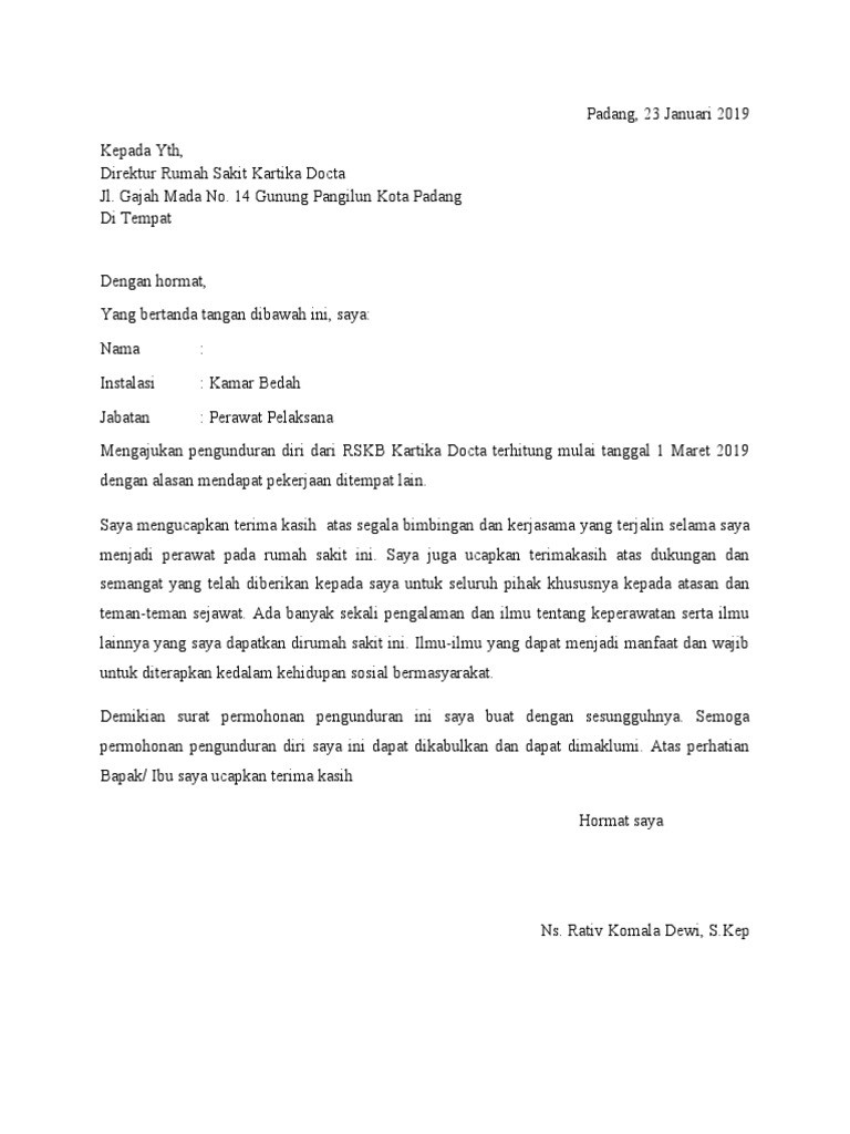 Surat Pengunduran Diri | PDF
