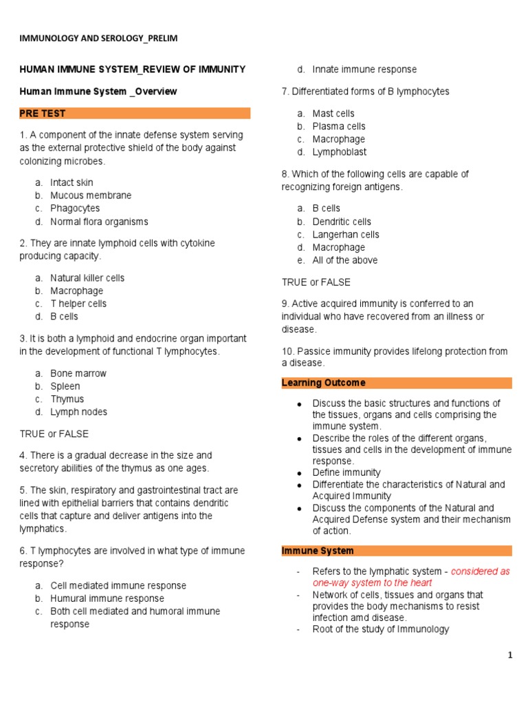 Human Immune System Overview and Functions | PDF | Immune System ...