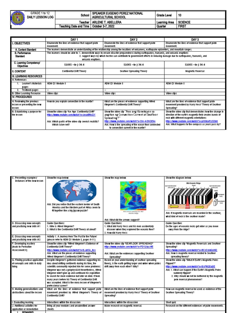 DLL G 10 Q1 Week7 | PDF | Plate Tectonics | Applied And ...