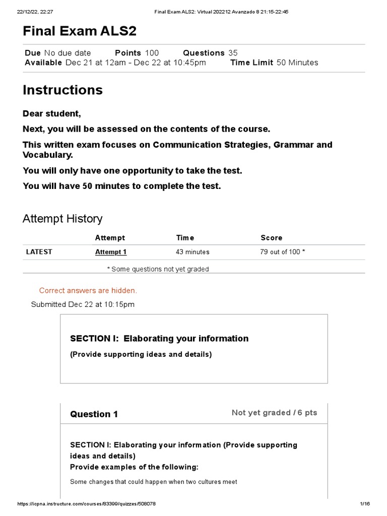 Final Exam ALS2: Avanzado 8 Overview | PDF