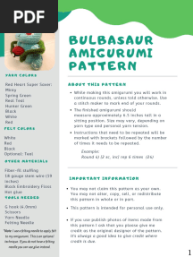 Bulbasaur Amigurumi Pattern