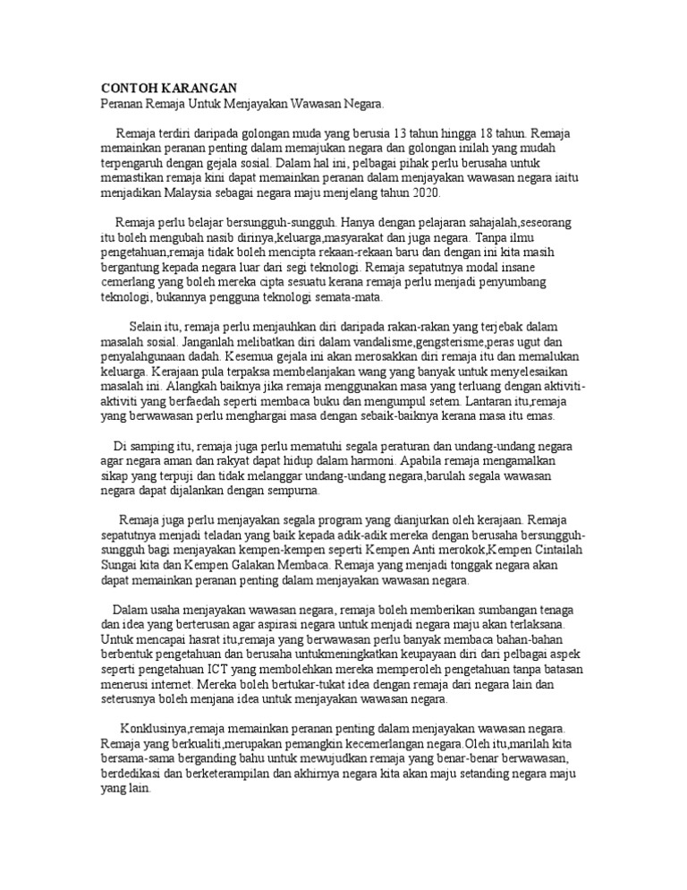 Contoh Karangan Wawasan 2020 Pdf