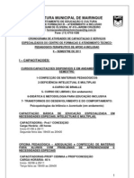 Cronograma de Ações e Serviços Disponibilizados para Os Profissionais Da Rede Municipal de Educação de Mairinque, Através Da Equipe Inclusiva