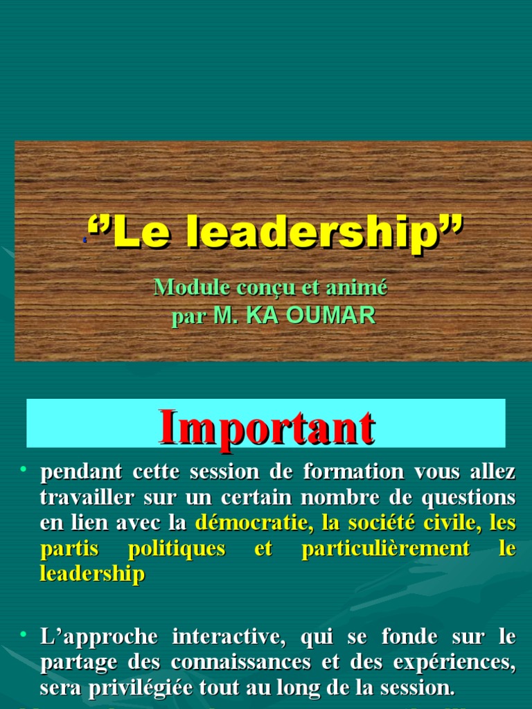 Module de formation sur le leadership | PDF | Direction | Sciences ...