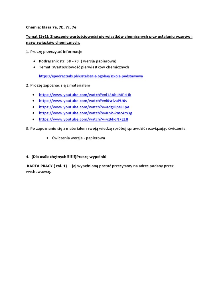 26-03 - Luszczynska - Chemia - Klasa7a, 7b, 7c, 7e PDF | PDF