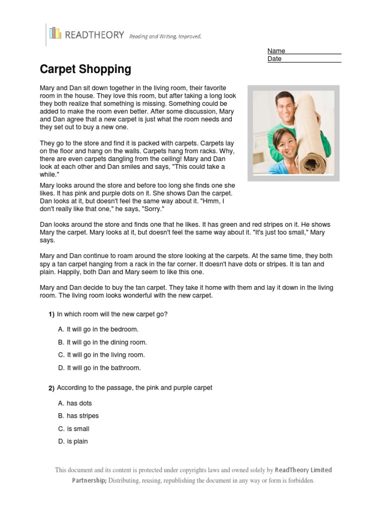 Carpet Shopping Text Questions PDF