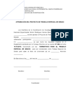 Carta Aprobacion Del Proyecto Teg Por La Coordinacion