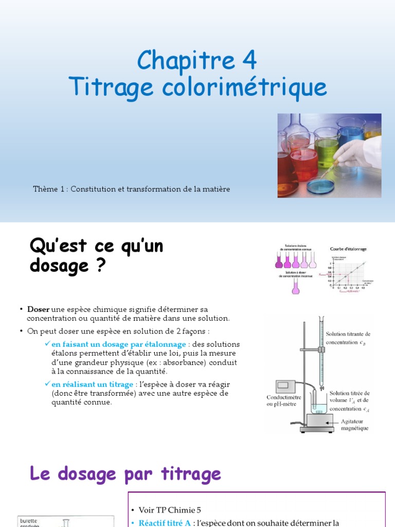 Chapitre 4 Dosage Par Titrage PDF | PDF