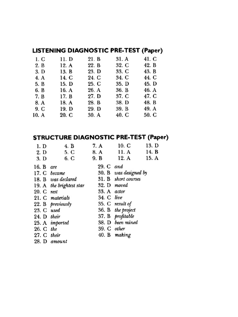 Diagnostic Test Answers PDF PDF