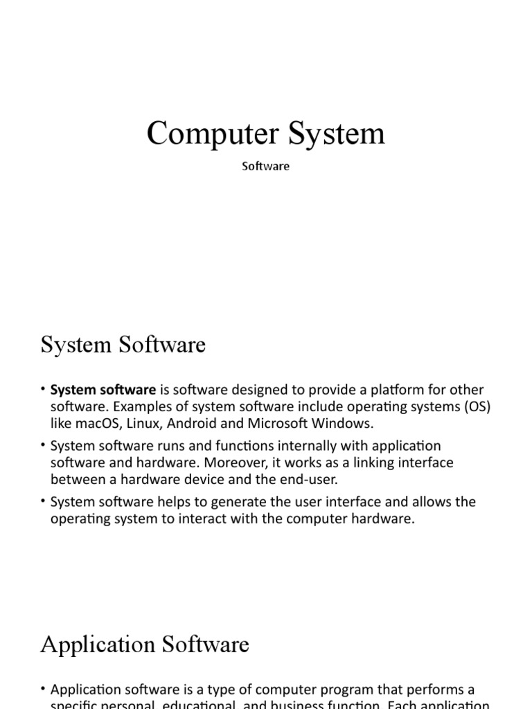 Computer System (Software) PDF Operating System Proprietary Software
