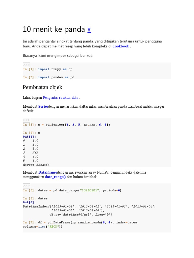 Pandas untuk Pemula: Tutorial Singkat | PDF