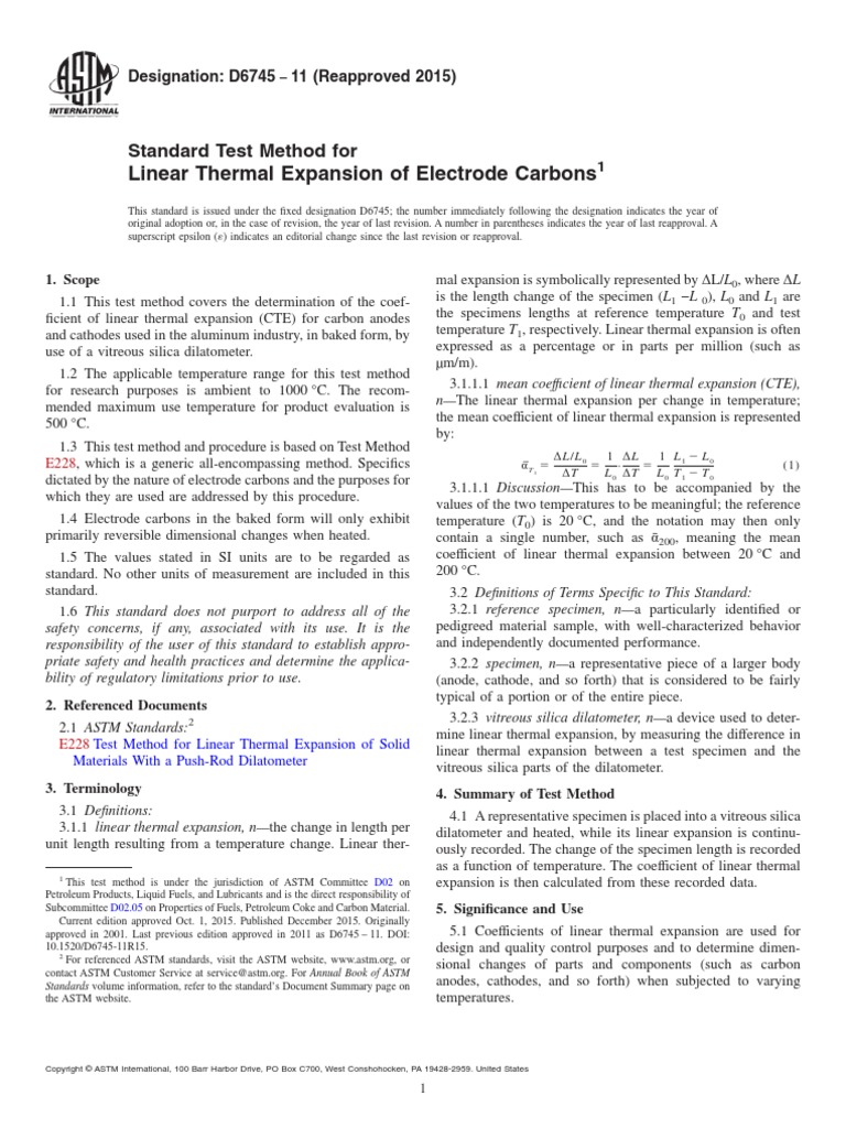 D6745-11 (Reapproved 2015) | PDF | Thermal Expansion | Calibration