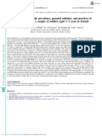 An Investigation Into The Prevalence Parental Attitudes and Practices of Plant Based Diets in A Sample of Toddlers Aged 13 Years in Ireland