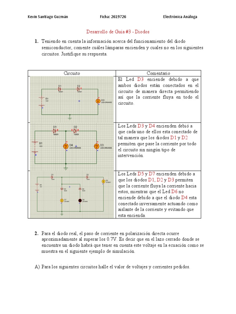 Guía de Diodos en Electrónica Análoga | PDF | Diodo | Diodo emisor de luz