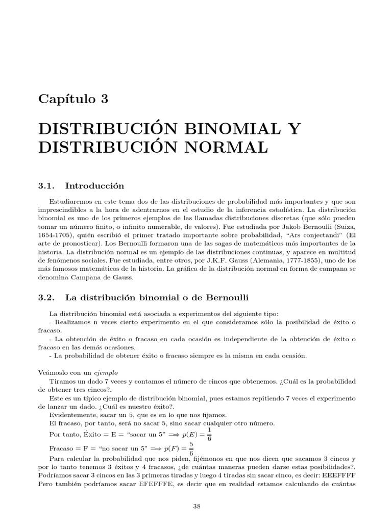 Distribucion Binomial y Normal PDF | PDF | Probabilidad | Distribución ...