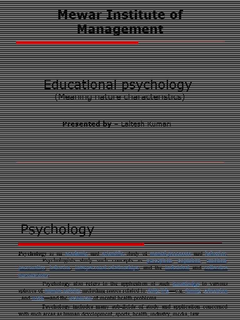 Educational Psychology | Download Free PDF | Psychology | Educational