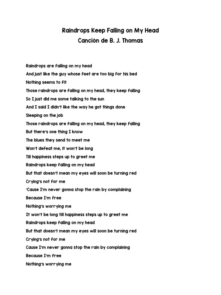 Raindrops Keep Falling On My Head | PDF | Poetry