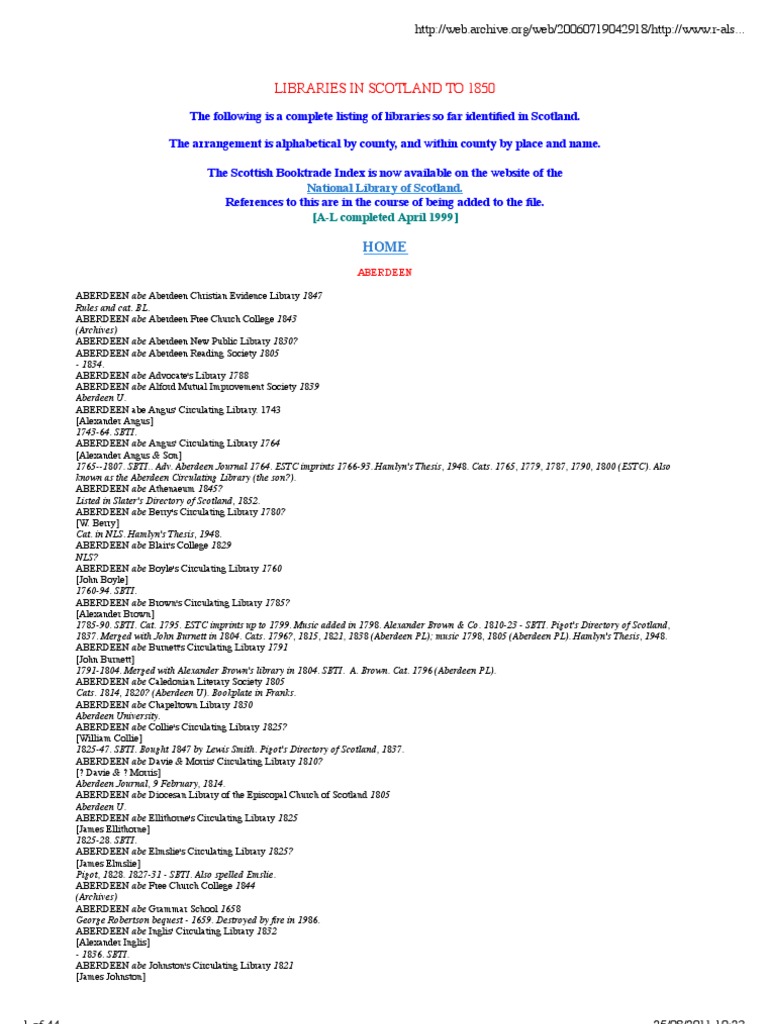 Robin Alston Library History Scotland | PDF | Libraries | Public Library