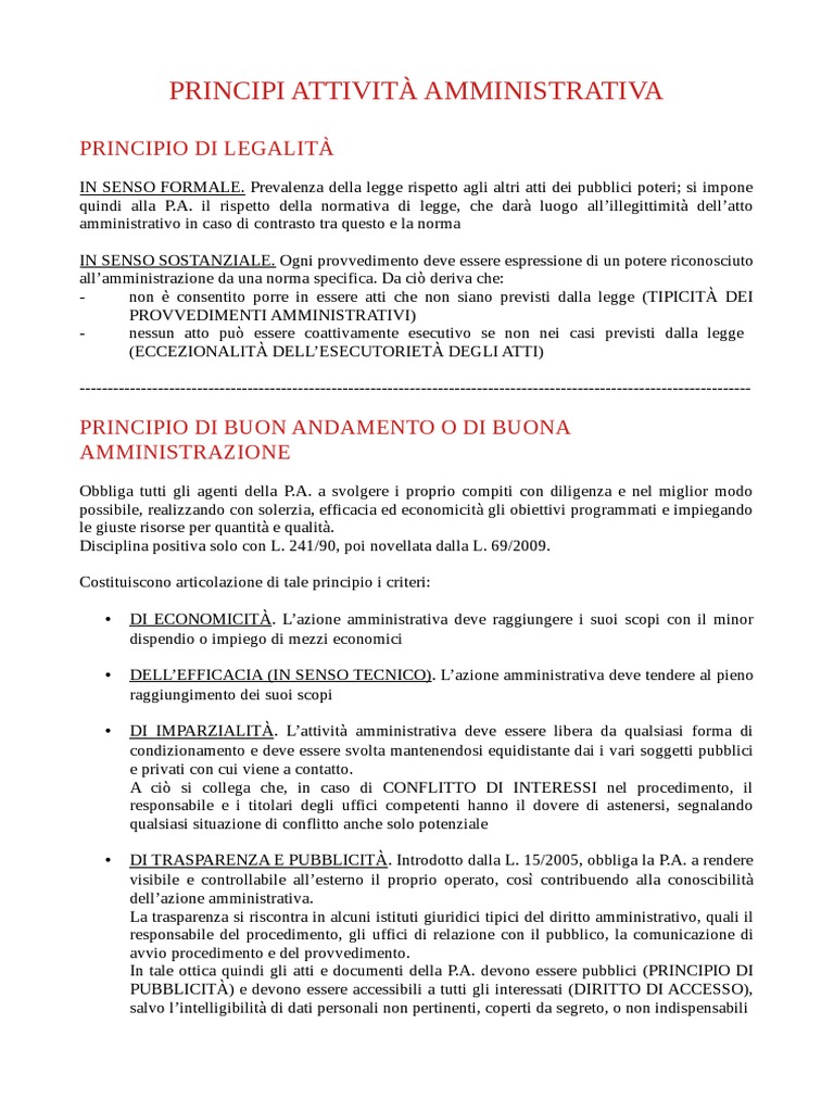 Principi Attività Amministrativa A Diritto Di Accesso Odt PDF