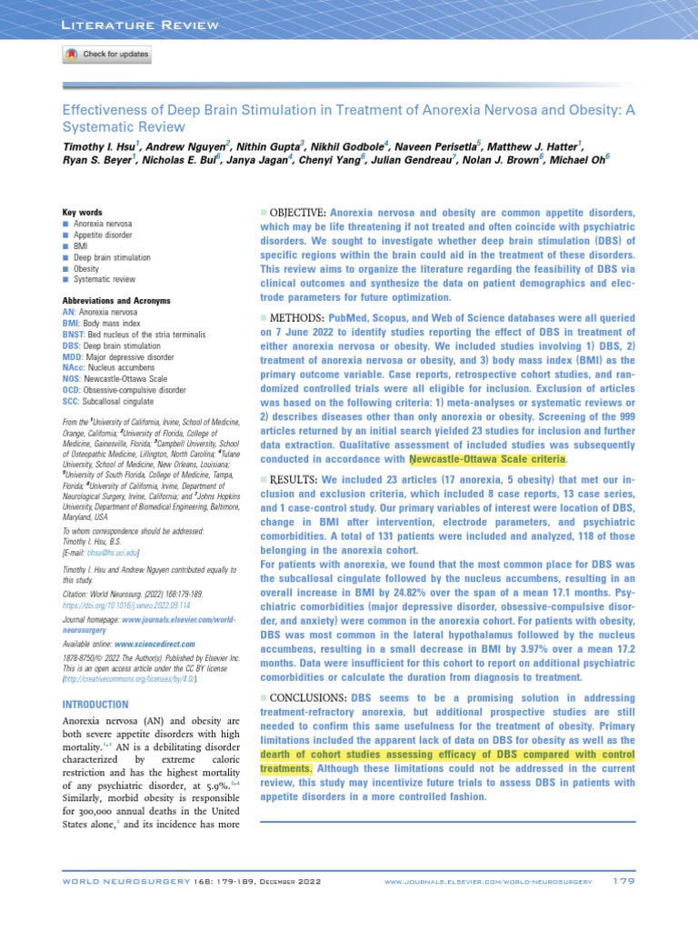 Deep Brain Stimulation PDF | PDF | Deep Brain Stimulation | Anorexia ...