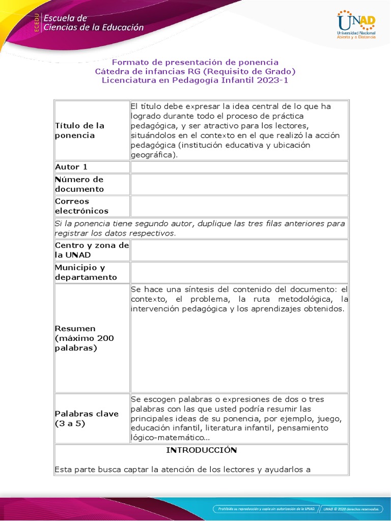 Estructura de una Ponencia Pedagógica | PDF | Pedagogía | Educación de ...