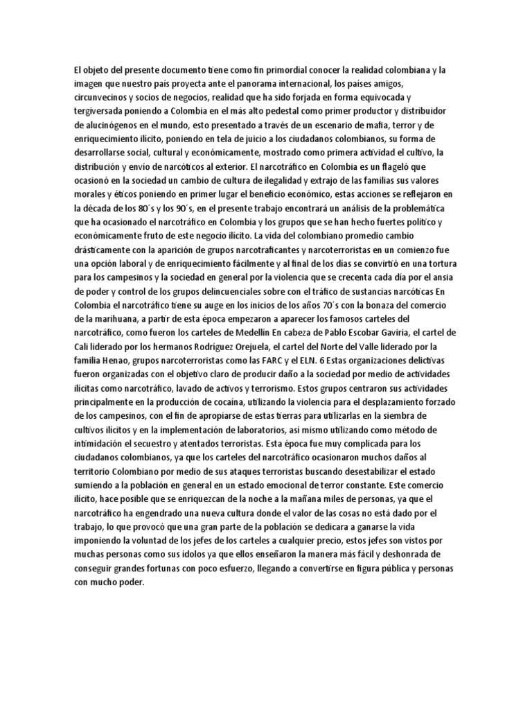 Impacto del Narcotráfico en Colombia | PDF | Comercio ilegal de drogas ...