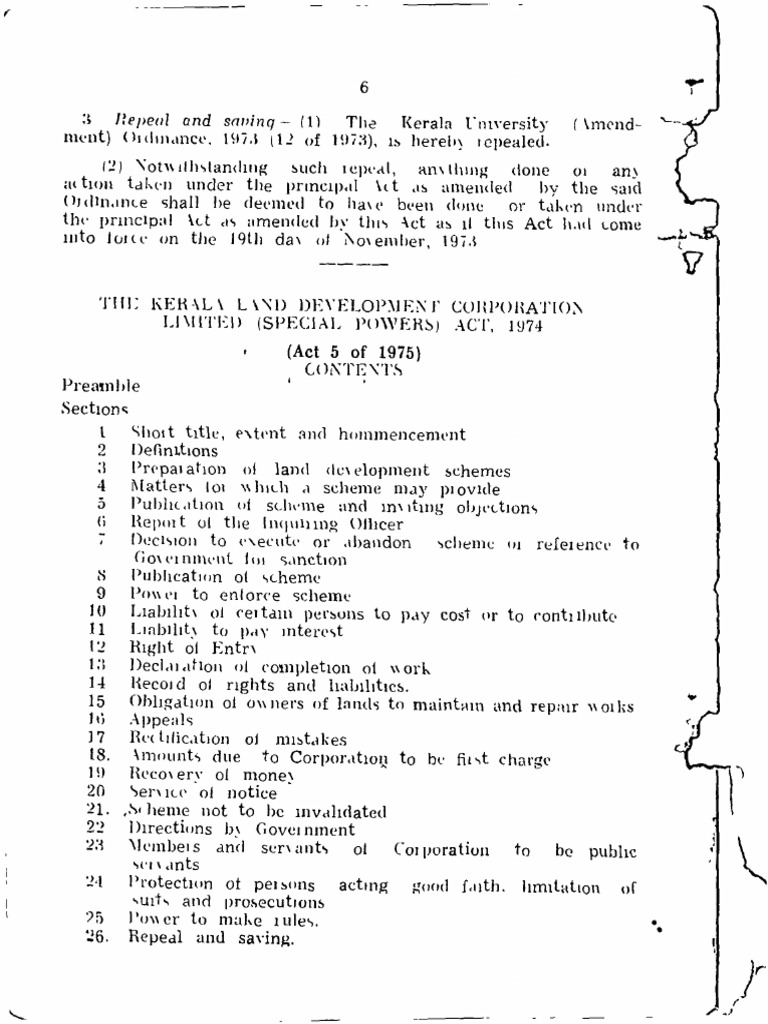 The Kerala Land Development Corporation Limited (Special Powers) Act