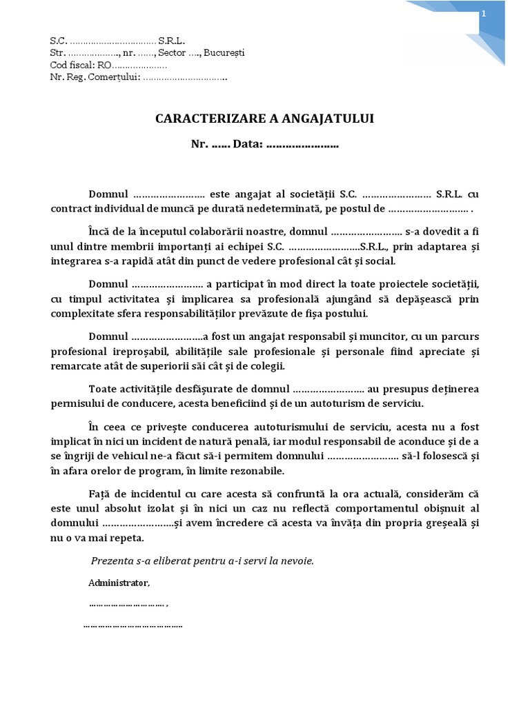 Model Caracterizare | PDF
