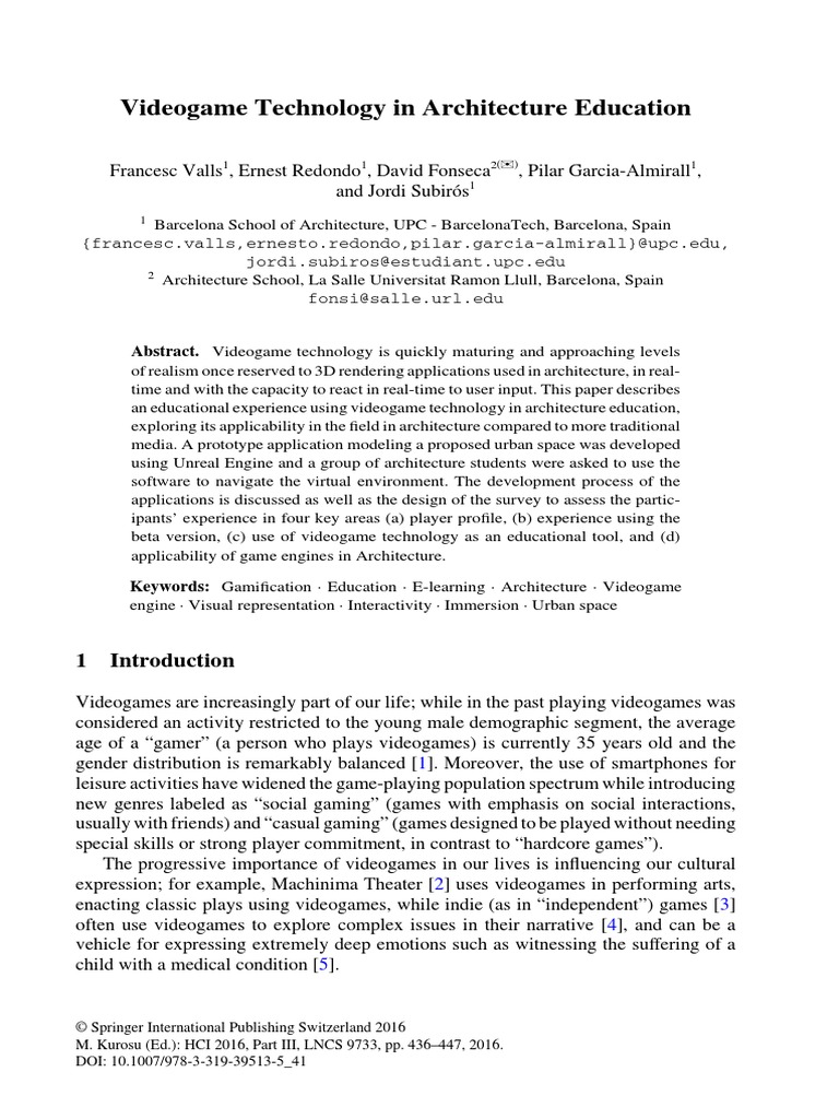 Videogame Technology in Architecture | PDF | Simulation | 3 D Computer ...